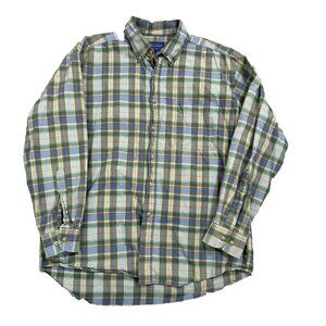 Pendleton Men's Plaid Long Sleeve Classic Button Down Shirt Size L Green Blue